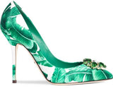 Embellished Banana Leaf Pumps