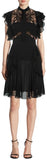 Black Neck Tie Ruffle Mini Dress