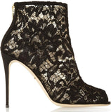 Lace and Mesh Peep Toe Ankle Boots - Black, Red or White