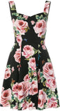 Rose Print Flared Dress