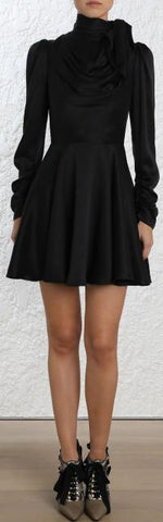 Scarf Swing Dress, Navy Black