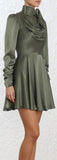 Scarf Swing Dress, Olive Green