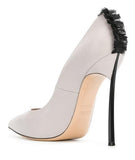 Blade Fringe Trim Pumps - Nude, Black or White