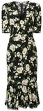 Floral Print Silk Dress with Lace Dress