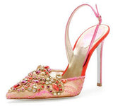 Jeweled Lace Halter Pump