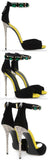 Black Suede Emerald Stone Ankle Strap Sandals