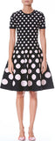 Polka-Dot Short-Sleeve Fit-and-Flare Knit Dress