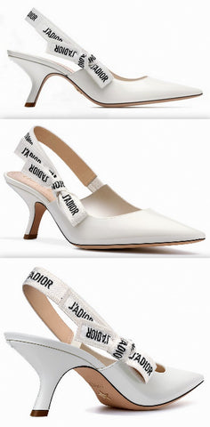 J'Adior Heeled Shoe in White Leather