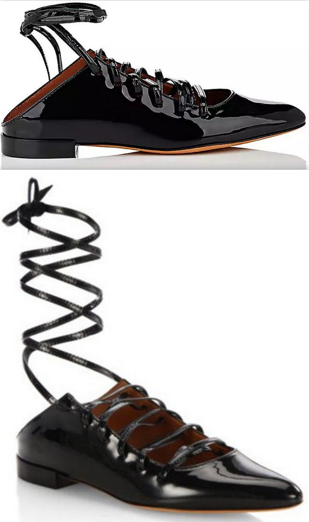 Showline Patent Leather Lace-Up Ballet Flats | DESIGNER INSPIRED FASHIONS