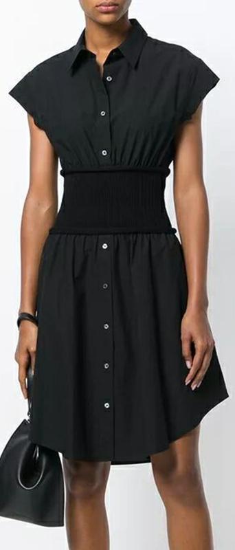Flared Shirt-Dress, Black