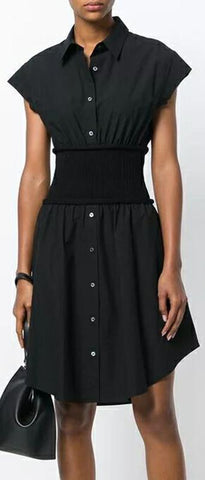 Flared Shirt-Dress, Black