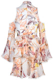 Magnolia Print Cold-Shoulder Dress