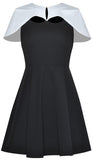 Bicolor Cut-Out Cape Dress