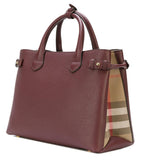 The Medium Banner in Leather and House Check Handbag- Black, Pink, Wine Red, Grey, Yellow, Brown, Red