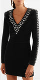 Black Studded Velvet Mini Dress