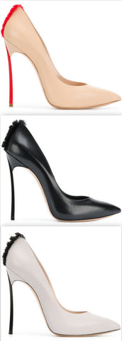 Blade Fringe Trim Pumps - Nude, Black or White