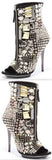 Jewel-Embellished Peep Toe Boots