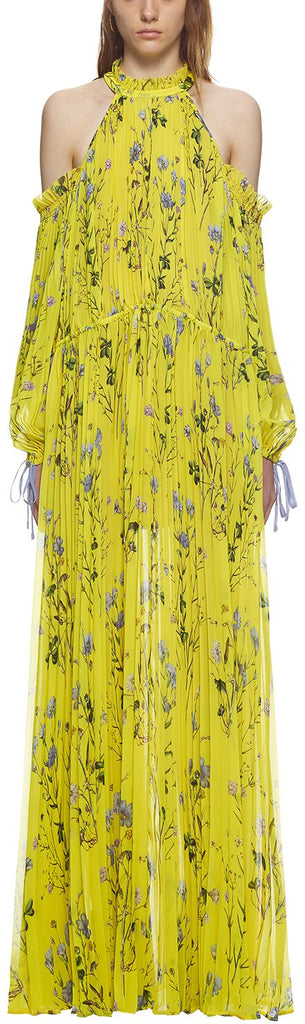Floral Printed Cold Shoulder Dress