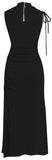 Ruched Side Midi Dress, Black