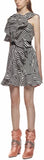 Abstract Stripe Asymmetric Ruffle Dress