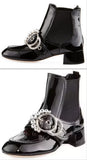 Embellished Patent Bootie, Black