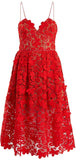 'Azaelea' Sleeveless 3-D Lace Midi Dress, Red