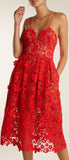 'Azaelea' Sleeveless 3-D Lace Midi Dress, Red