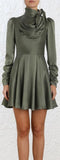 Scarf Swing Dress, Olive Green
