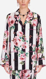 Rose and Stripe Brocade Pajama Top