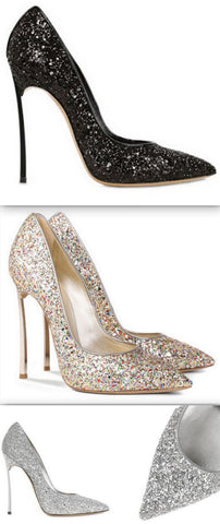 Glitter Blade Pumps - Black, Gold or Silver