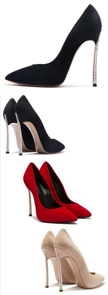 Faux Pearl High Heel Pumps - Black, Red or Nude