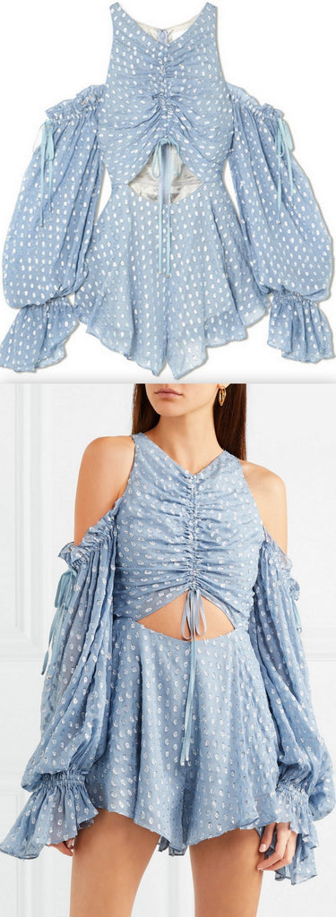 'Did It Again' Cold-Shoulder Gathered Playsuit