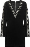 Black Studded Velvet Mini Dress