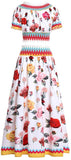 Rose Print Crop Top and Maxi Skirt - White or Black