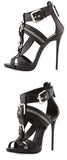 Buckled T-Strap Biker Sandal - White or Black