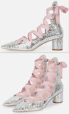 Glitter Lace-up Pumps