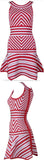 Striped Halter-Neck Flared-Hem Mini Dress
