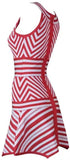 Striped Halter-Neck Flared-Hem Mini Dress