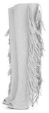 Fringed Open Toe Boots in White