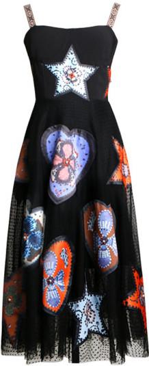 Bustier Gauze Dress with Patches