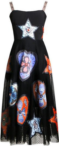 Bustier Gauze Dress with Patches