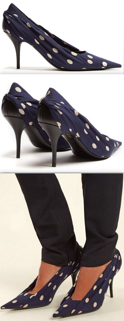 Polka Dot Knife Pumps, Blue & White