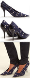 Polka Dot Knife Pumps, Blue & White