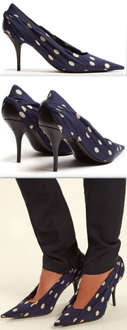 Polka Dot Knife Pumps, Blue & White