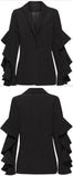 Black Ruffle-Sleeve Blazer