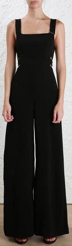 Crepe Buckle Jumpsuit, Black