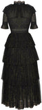Black Sparkle Ruffle Tiered Mesh Dress
