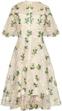 Floral Embroidered Lace Overlay Midi Dress