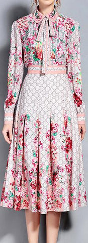 Embellished Collar Logo & Floral Print Shirt and Skirt Set