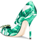 Embellished Banana Leaf Pumps